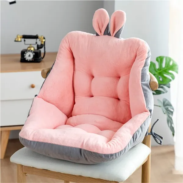 Cute Chair Cushion, Velvet Seat Cushion, Kawaii Gaming Rocking Chair Cushion, Backrest for Office Chair, Lazy Sofa - Pink 17.7in