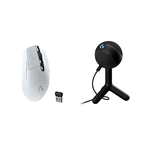 Logitech G305 Lightspeed Wireless Gaming Mouse, White + Yeti Orb RGB Gaming Microphone with LIGHTSYNC, USB Mic for Streaming