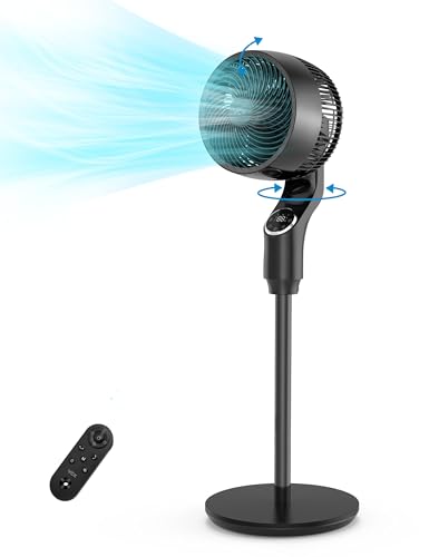 VCK Pedestal Fan for Bedroom, 42“ Standing Floor Fan with 360° Oscillating Air Circulator,32 Speeds,4 Modes,24db Ultra Quiet DC Motor,24H Timer,Child Lock,Smart Remote Control for Home, Office, Indoor