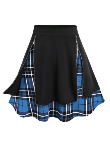ROSE GAL Plus Size Plaid Mini Skirt - Blue