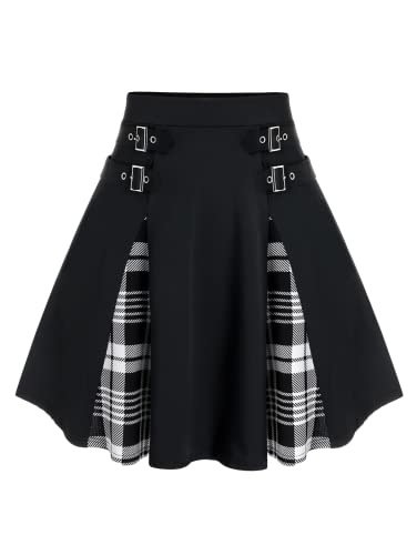 ROSE GAL Plus Size Plaid Mini Skirt - Black-4