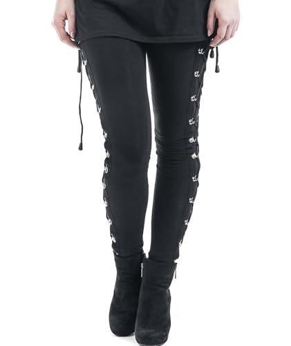 xxxiticat Women's Sexy Black Satin Side Lacing Solid Pants Long Bodycon High Waist Bandage Slim Thick Lace Up Leggings - Medium - Black