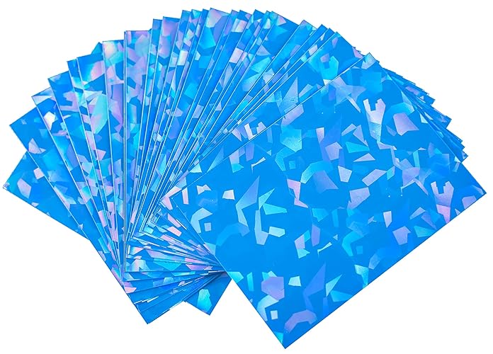 Premium Preferred Protection 100 Blue Holographic Card Sleeves Perfect Fit Shiny Trading Card Sleeves Standard Size Pokemon Sleeves | Fits Metazoo, Magic The Gathering, Pokemon, Dragon Ball Super - Holographic Perfect Fit Sleeves - Blue