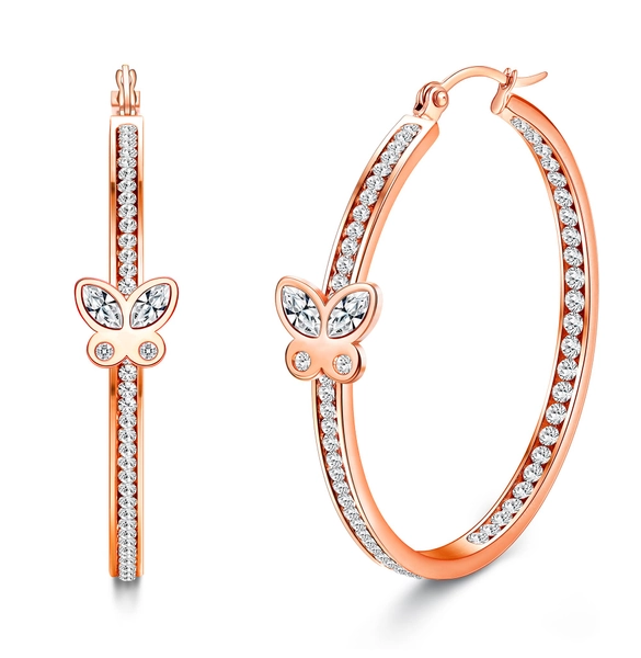 Kakonia - 2,0 in rostfritt stål flerfärgade cubic zirconia hoop örhängen för kvinnor