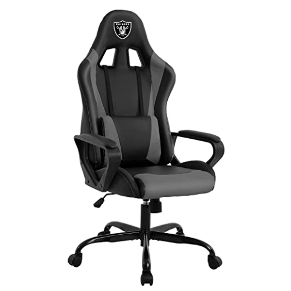 Gaming Chair Office Chair High Back Racing Computer Chair Task PU Desk Chair Ergonomic Swivel Rolling Chair with Lumbar Support for Home Office (Black, LAS)