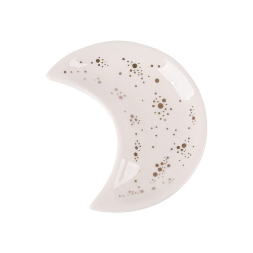 Crescent Moon Ceramic Jewelry Valet Dish - White