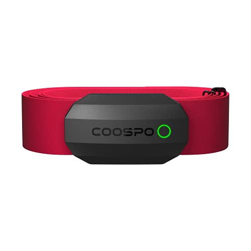 COOSPO Bluetooth Heart Rate Monitor Chest Strap H808S, ANT+ BLE HR Monitor Chest, HRM IP67 Waterproof, Use for Running Cycling Gym and Other Sports - H808S Black + Red