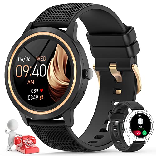 Smart Watch for Women Men, Smartwatch with Bluetooth Call, Activity Fitness Tracker with Heart Rate Sleep Monitor Blood Pressure Pedometer, Waterproof Touch Screen Smart Watches for Android iOS Phones - Black