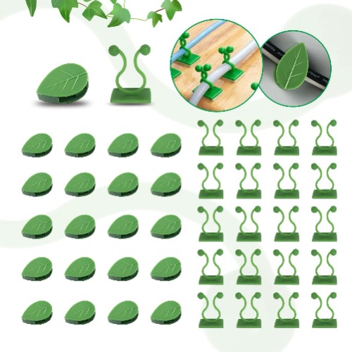 Plant Climbing Wall Fixture Clips, 50 Pcs Leaf + 50 Pcs Hooks Vine Clips for Vines Traction, Invisible Self-Adhesive Leaf Plant Clips for Climbing Plants Plant Wall Climbing Clips for Wire Fixing