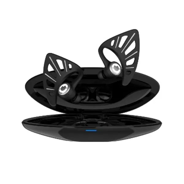 Yowu Elf Ear Headphones, Wireless Bluetooth 5.0 Earphones, 10 Colors RGB Effects with App Control, Dual Microphone Noise Reduction, IPX4 Water Resistant, Elf in-Ear Earbuds with Charging Case -Black