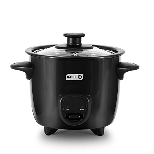 DASH Mini Rice Cooker Steamer with Removable Nonstick Pot, Keep Warm Function & Recipe Guide, One Half Quart, for Soups, Stews, Grains & Oatmeal - Black - Black - Rice Cooker