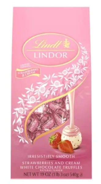 Lindt, White Chocolate Strawberries and Cream LINDOR Truffles (40 Pieces), 17oz