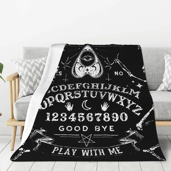 labi baby Vintage Throw Blanket Warm Soft Cozy Blanket for Couch Bed Sofa Winter Skull Decor Skeleton Magic Ouija Board Black (80" x60)