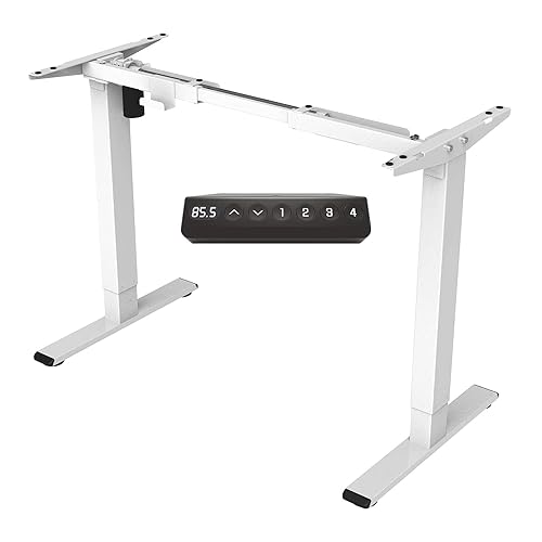 FLEXISPOT Electric Standing Desk Height Adjustable Sit Stand desk Height Adjustable Desk with Heavy Duty Steel and Automatic Memory Smart Keyboard（White Frame Only - Desk Frame|white