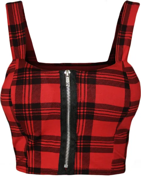 WearAll New Womens Red Tartan Check Print Short Boobtube Bralet Ladies Crop Top 8-14