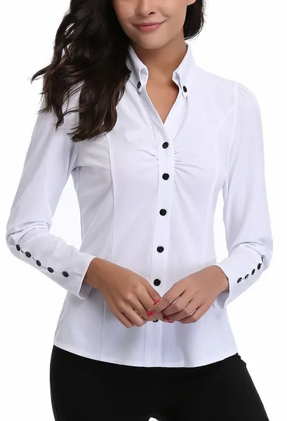 MISS MOLY Women's Formal V Neck Long Sleeve Blouse Top