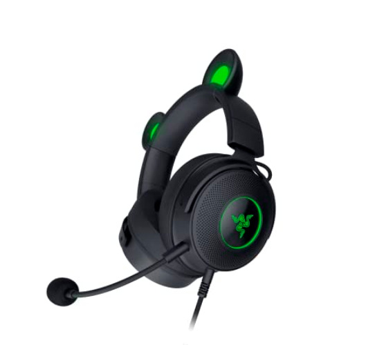 Razer Kraken Kitty Edition V2 Pro - Cuffie RGB Cablate con Orecchie Intercambiabili (Orecchie Intercambiabili da Gatto/Orso/Coniglio, Illuminazione Reattiva allo Streaming, Audio Surround 7.1) Nero - Kraken Kitty Edition V2 Pro - Nero