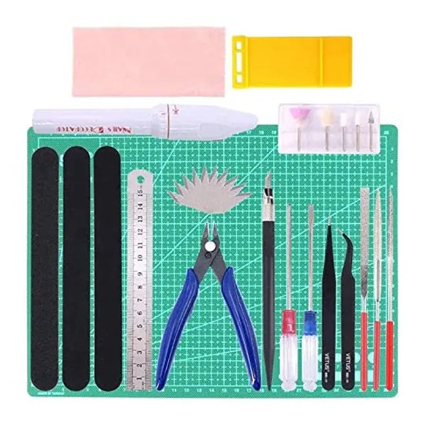 
                            29 Pieces Gundam Model Tool Kit Professional Modeler Basic Tools Craft Set Hobby Building Tools Kit for Basic Model Building, Repairing and Fixing
                        