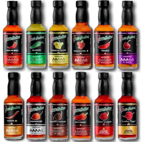 Combo 12 Molhos De Pimenta 60ml Chilli Brothers Linha Clássica Completa