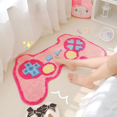 Gaming Rug for Kids Boy’s Bedroom Living Room Playroom Decor，Non-Slip Gamer Carpet Children Gaming Area Rugs (Pink, 20 in x 47 in)
