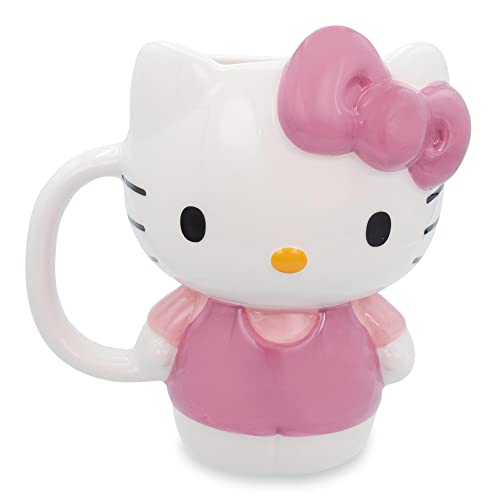 Sanrio Hello Kitty 3D Sculpted Ceramic Mug | Holds 20 Ounces - Pink