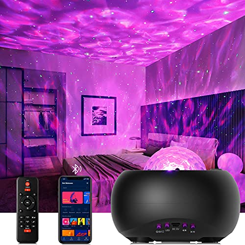 Star Projector Night Light, Galaxy Projector Light for Bedroom/Party Adults Kids with Bluetooth Music Speaker Voice & Remote Control, No App Needed