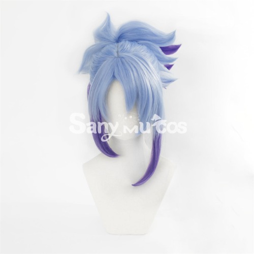 【In Stock】Game League of Legends Cosplay KDA Akali Blue mixed Purple Ponytail Medium Cosplay Wig