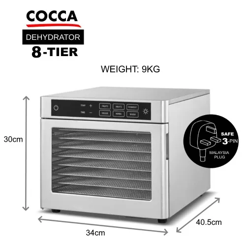 COCCA 8-Tier SUS304 Stainless Steel Food Dehydrator