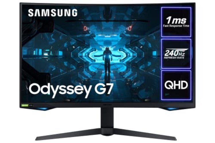Samsung Odyssey G7 LC27G75TQSRXXU 27" 1000R Curved Gaming Monitor - 240Hz, 1ms, 1440p QHD, Gsync, QLED, HDR600, HDMI, Displayport, USB - 27 Inch - QHD, 240Hz