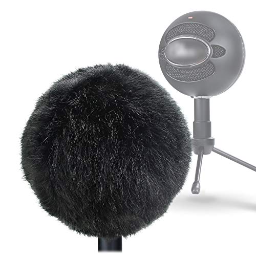 YOUSHARES Furry Windscreen Muff - Customized Pop Filter for Microphone, Windshield Wind Cover for Improve Blue Snowball iCE Mic Audio Quality (Black) - Black