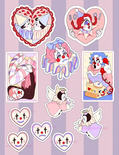 Pretty Little Clown || Clowncore, pastel, kidcore, aesthetic stickers