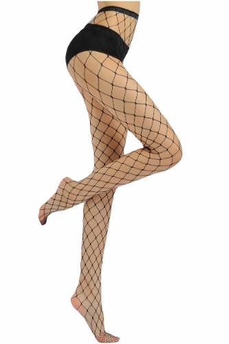 Stockings for Women High Waist Fishnet Stockings Sexy Thigh High Pantyhose Fishnet Tights / Black - Large Hole