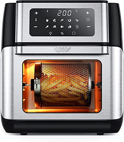 Innsky Heißluftfritteuse10L, 1500W Airfryer Heissluftfritteuse mit 10 Programmen, Heißluftofen mit 6 Zubehör, Air fryer Friteuse ohne öl, Edelstahl Heißluftbackofen mit LED-Touchscreen, Rezeptbuch