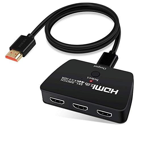 HDMI Switch, 4K@60HZ HDMI Switch 3 in 1 Out 【mit 1.2M HDMI Kabel】 HDMI Switch 4K Unterstützt 4K@60HZ, 3D, HDCP2.2, HDR10, HDMI Umschalter für HDTV, Laptop, PC, Spielkonsole, PS4/5, Blu Ray Player - 4K@60Hz HDMI Switch 3 in 1 out