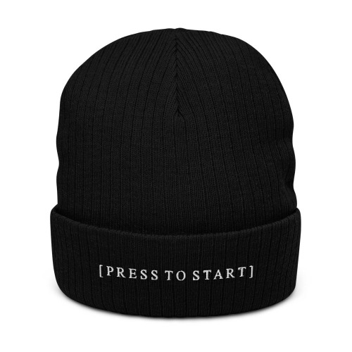 Press to Start | Recycled cuffed beanie - Black