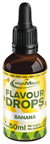 IronMaxx Flavour Drops - Banane 50ml | kalorienfrei & zuckerfrei | vegane Aromatropfen zum süßen von Lebensmitteln | praktischer Pipetten-Verschluss - Banane - 50 ml (1er Pack)