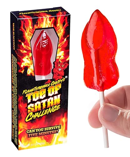 Flamethrower Candy Co Toe of Satan Lollipop One Pack Carolina Reaper Spicy Challenge
