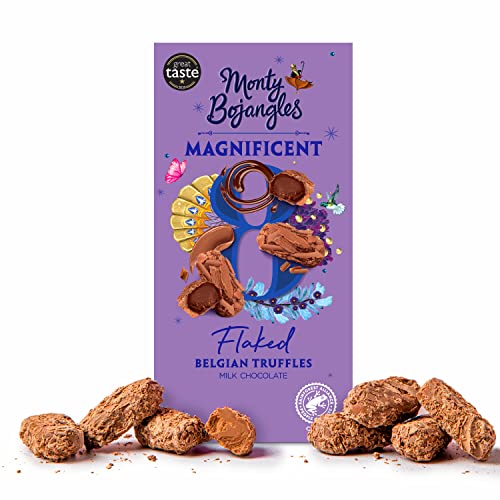 Monty Bojangles Luxury Flaked Belgian Milk Chocolate Truffles (8 Pack) - Belgian Chocolate Flake Covered Truffles Gift Box - Cocoa Dusted Truffles - Milk Chocolate Flaked Truffles - 100 g (Pack of 1)