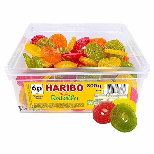 Haribo Fruit Rotella 800g Tub (100 Pieces Approx) - Fruit - 800 g (Pack of 1)