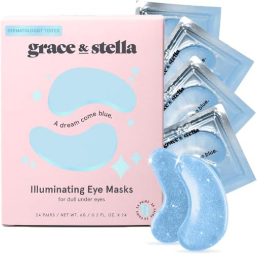 grace & stella Award Winning Under Eye Mask (Blue, 24 Pairs) Reduce Dark Circles, Puffy Eyes, Undereye Bags, Wrinkles, Gel Under Eye Patches, Birthday Gifts for Women - Vegan Cruelty-Free Self Care - 24 Count (Pack of 1) - Blue