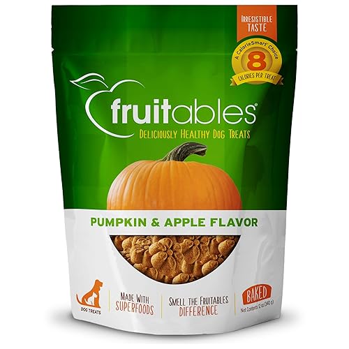 Fruitables Baked Dog Treats – Pumpkin Treats for Dogs – Healthy Low Calorie Treats – Free of Wheat, Corn and Soy – Pumpkin and Apple Dog Treats – 12 Ounces - 12 Ounce (Pack of 1) - Pumpkin and Apple