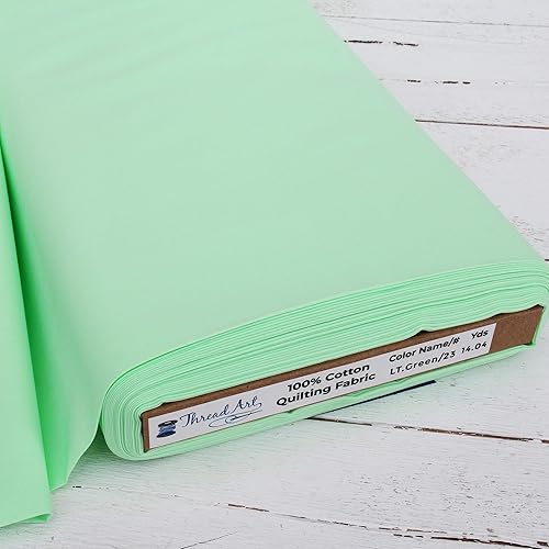 3 Yard Cut ThreadArt Premium Cotton Quilting Fabric - Light Green - 44" Width - 100% Cotton - Quilting, Sewing, Crafts - Light Green - 3 YARDS