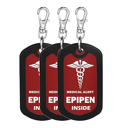 mnmoom Epipen Inside Tag-Red Medical Alert Zipper Pull Bag Tag (3pcs) - Red X3