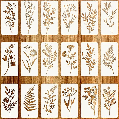 Stencils for Painting on Wood, Reusable Flower Stencils Painting Crafts Templates Drawing Stencil for Painting on Wood, Wall, Furniture(18) - 18