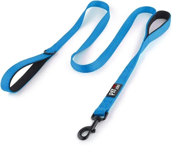 Pioneer Petcore Rope Dog Leash 6ft long,Traffic Padded Two Handle,Heavy Duty,Reflective Double Handles Lead for Control Safety Training,Leashes for Large Dogs or Medium Dogs,Dual Handles Leads(Black) - Blue