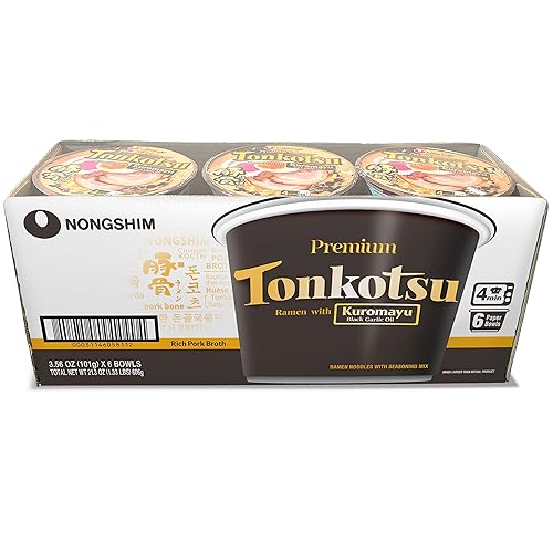 Nongshim Tonkotsu Ramen with Kuromayu Noodle Big Bowl, 3.56 Ounce (Pack Of 6) - 3.55 Ounce (Pack of 6) - Ramen