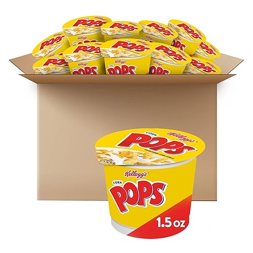 Kellogg's Corn Pops Cold Breakfast Cereal Cups, 8 Vitamins and Minerals, Kids Snacks, Original (12 Cups) - Original - 1.5 Ounce (Pack of 12)