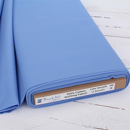 3 Yard Cut ThreadArt Premium Cotton Quilting Fabric - Light Blue - 44" Width - 100% Cotton - Quilting, Sewing, Crafts - Light Blue - 3 YARDS