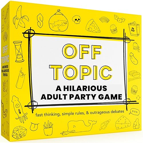 OFF TOPIC Party Game for Adults - Fun Adult Board Games for Groups of 2-8 Players - Hilarious Game Night Card Game for Friends, Family & More - Yellow