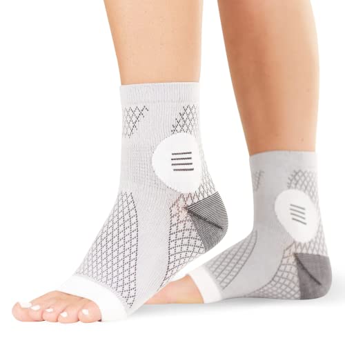 BraceAbility Neuropathy Socks for Women and Men - Toeless Compression Foot Neuropathy Socks, Peripheral Neuropathy Socks, Diabetic Neuropathy Socks, Arthritis Socks (L - Gray) - Large - Gray